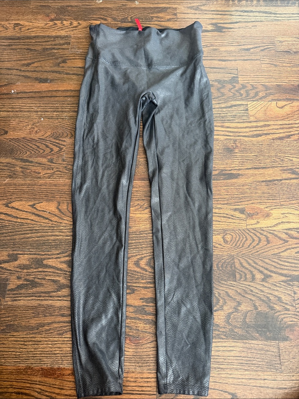 Spanx Faux Leather Matte Black Snakeskin Leggings